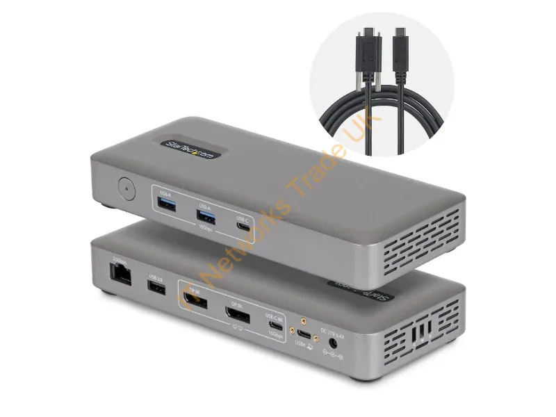 208UE-USB4-DOCK - StarTech.com USB4 Docking Station, Driverless Dual 4K for macOS and Windows, Universal USB-C Dock with 100W Laptop Charging and 2.5GbE