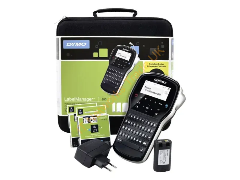 2091152 - DYMO LabelManager 280 Rechargeable Handheld Label Maker Kit | QWERTY Keyboard | with 2 Rolls of D1 Labels & Carrying Case