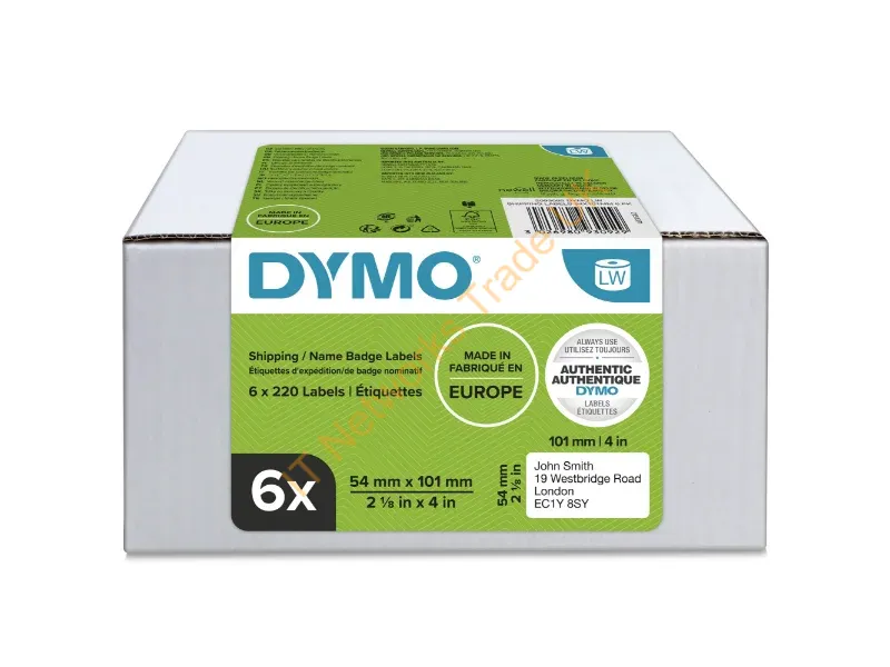2093092 - Dymo 2093092 DirectLabel-etikettes white 101mm x 54mm Pack=6 for Labelwriter 4 XL/ 450 Duo/ Series/ Turbo/ Twin Turbo