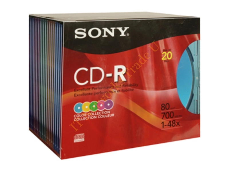 20CDQ80RX Sony 20CDQ80RX 48 CD-R Media 700MB 120mm Standard 20 Pack Slim Jewel Case