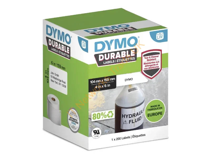 2112287 - DYMO Authentic LabelWriter Durable Labels | 104mm x 159mm | White Poly | 200 Large Self-Adhesive Labels | High-Performance | For LabelWriter Label Makers