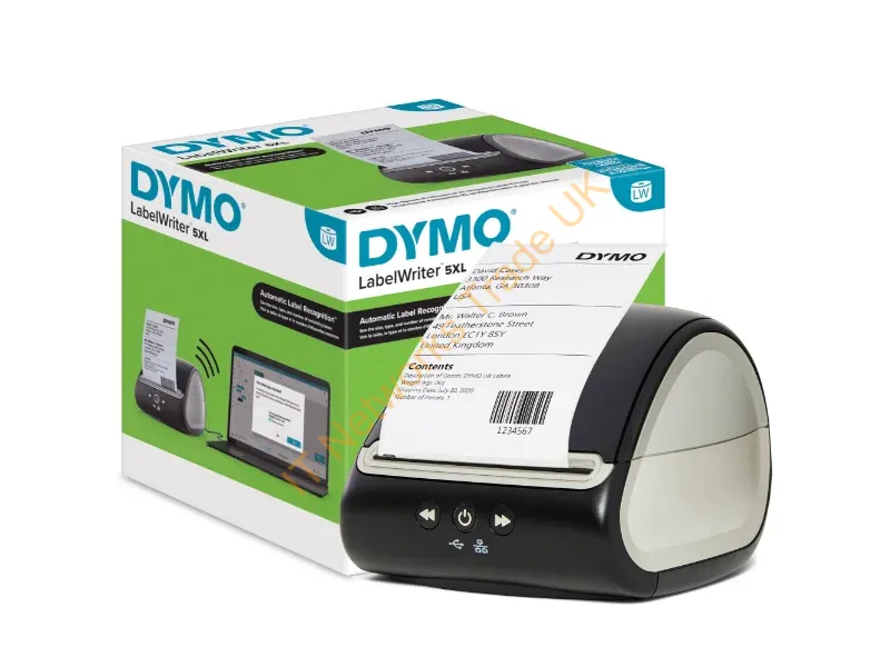 2112724 - DYMO LabelWriter 5XL Label Printer | Automatic Label Recognition | Label Maker that prints Extra-Wide Shipping Labels from AmazonRoyal Mail & More | Perfect for eCommerce Sellers | UK 3 Pin Plug