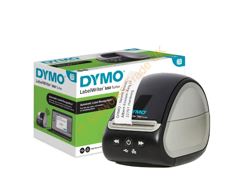 2112727 - DYMO LabelWriter 550 Turbo Label Printer | Label Maker with High-Speed Direct Thermal Printing | Automatic Label Recognition | Prints Shipping Labels & More with USB/LAN Connectivity | UK 3 Pin Plug