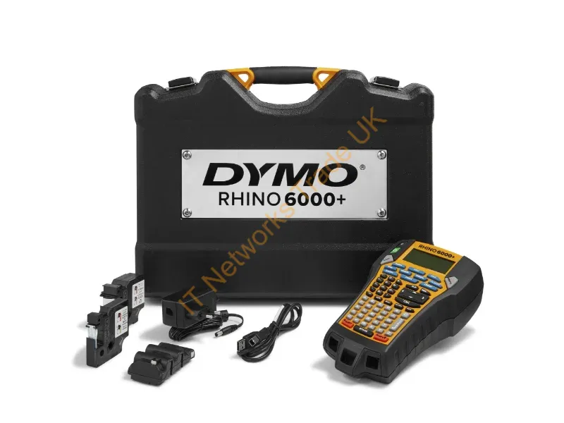 2122966 - DYMO Rhino 6000+ Industrial Label Maker | Computer Connected Label Maker with Hard Carry Case | Includes 1 Vinyl Tape Cassette1 Flexible Nylon Tape Cassette and Rechargeable Lithium Ion Battery