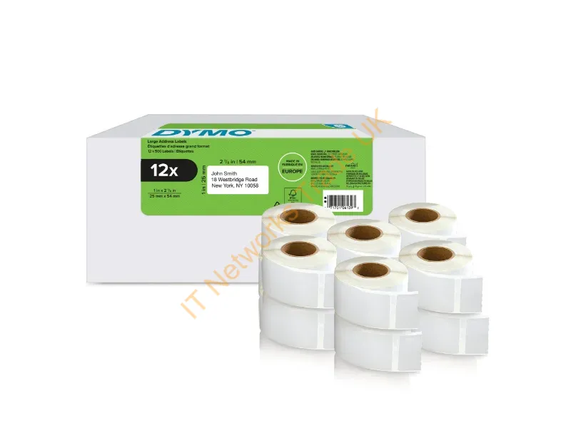 2177563 - Dymo 2177563 DirectLabel-etikettes 54mm x 25mm 12 x 500 pcs for Dymo 400 Duo/60mm