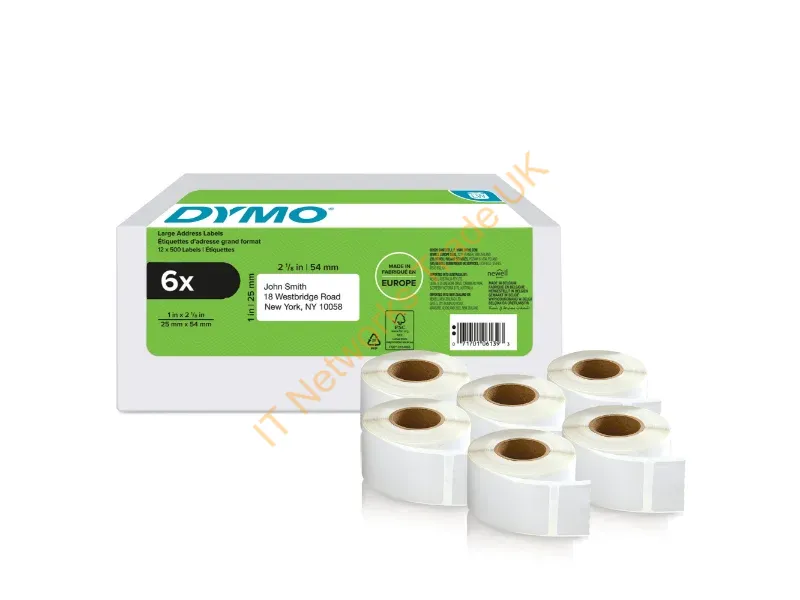 2177564 - Dymo 2177564 DirectLabel-etikettes 54mm x 25mm 6 x 500 pcs for Dymo 400 Duo/60mm