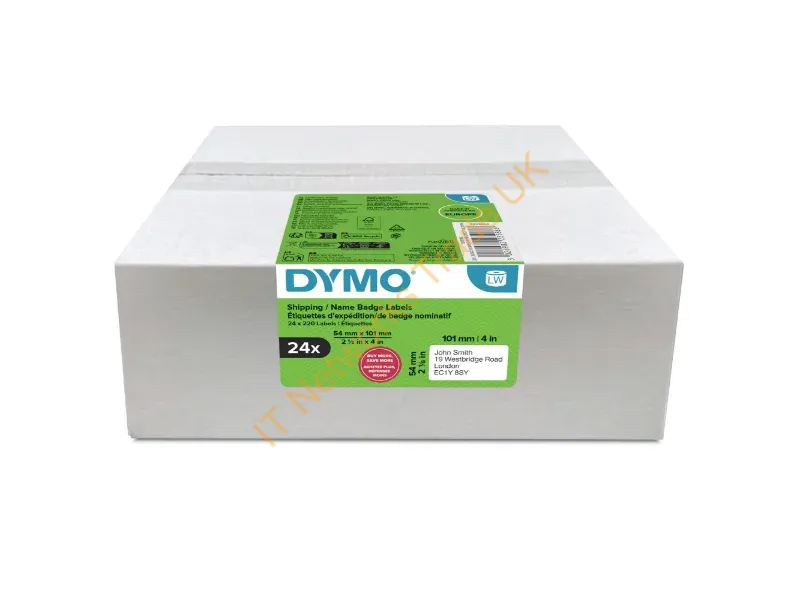 2223588 - DYMO Authentic LabelWriter Large Shipping Labels/Name Badges | 54mm x 101mm | 24 Rolls of 220 Easy-Peel Labels (5,280 Count) | Self-Adhesive | for LabelWriter Label Makers