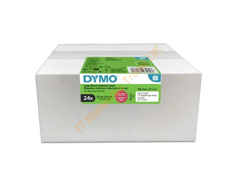 2223589 - DYMO Authentic LabelWriter Return Address Labels | 25 mm x 54 mm | Self-Adhesive | 24 Rolls of 500 Easy-Peel Labels (12,000 Count) | for LabelWriter Label Makers | Made in Europe