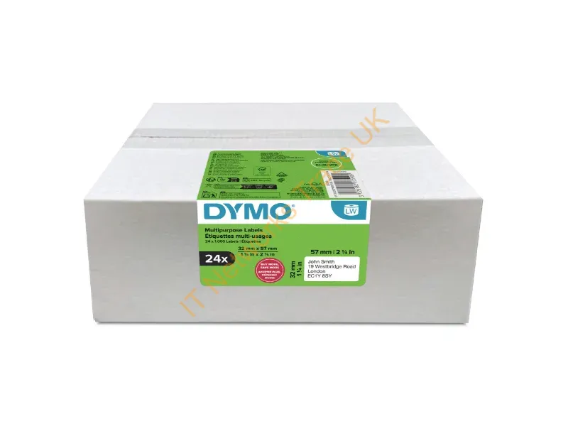 2223590 - DYMO Authentic LabelWriter Multi-Purpose Labels | 32mm x 57mm | 24 Rolls of 1,000 Easy-Peel Labels (24,000 Count) | Self-Adhesive | for LabelWriter Label Makers
