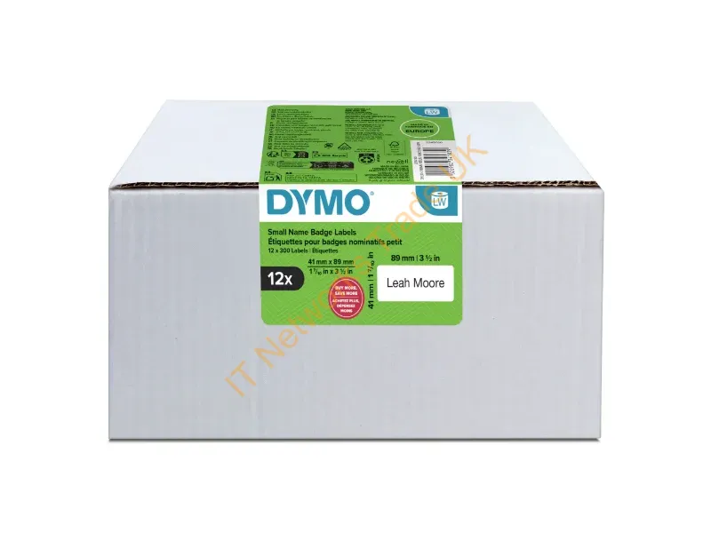 2234183 - DYMO Authentic LabelWriter Small Name Badge Labels | 41 mm x 89 mm | Self-Adhesive | 12 Rolls of 300 Easy-Peel Labels (3,600 Count) | for LabelWriter Label Makers | Made in Europe