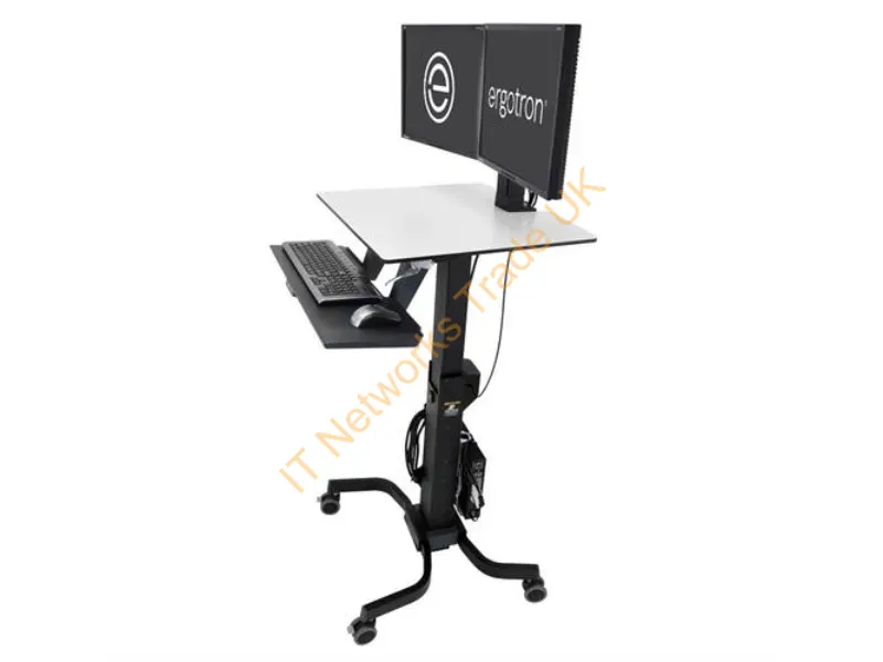 24-214-085 - Ergotron Workfit-C, Dual Sit-Stand Black, Gray Flat Panel Multimedia Cart