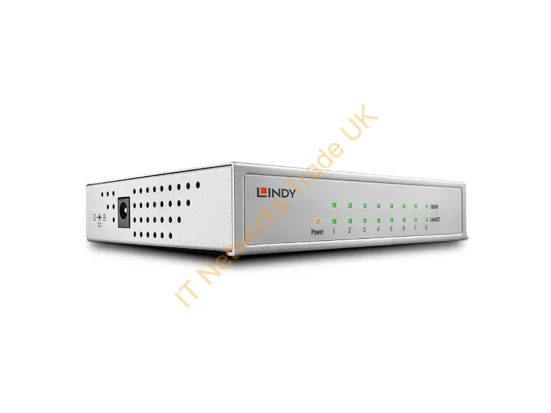 25045 - Lindy Network Switch Gigabit, Desktop, 8 Port, 10/100/1000 Managed network switch Power over Ethernet (PoE) Silver