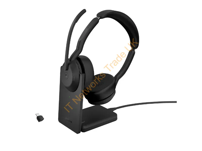 25599-999-889-01 - Jabra Evolve2 55 Headset Wired & Wireless Head-Band Office/Call Center Bluetooth Charging Stand Black