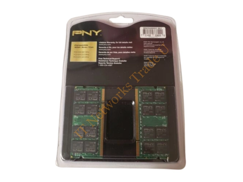 27652I PNY Optima 2GB DDR2-667MHz PC2-5300 non-ECC Unbuffered CL5 200-Pin SoDimm Memory Module Laptop Memory