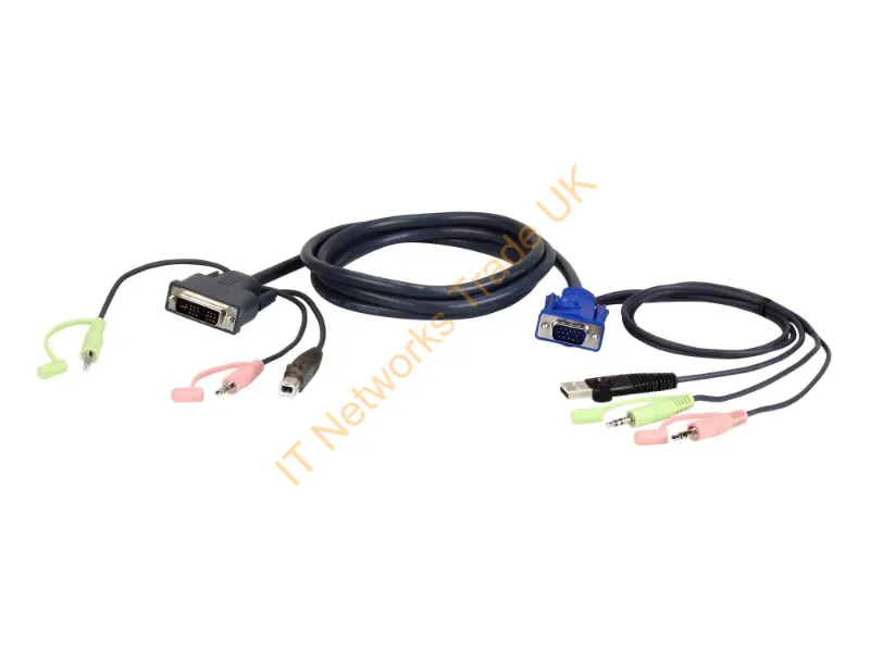 2L-7DX3U - ATEN VGA USB to DVI 3m KVM cable Black, Blue, Green, Pink