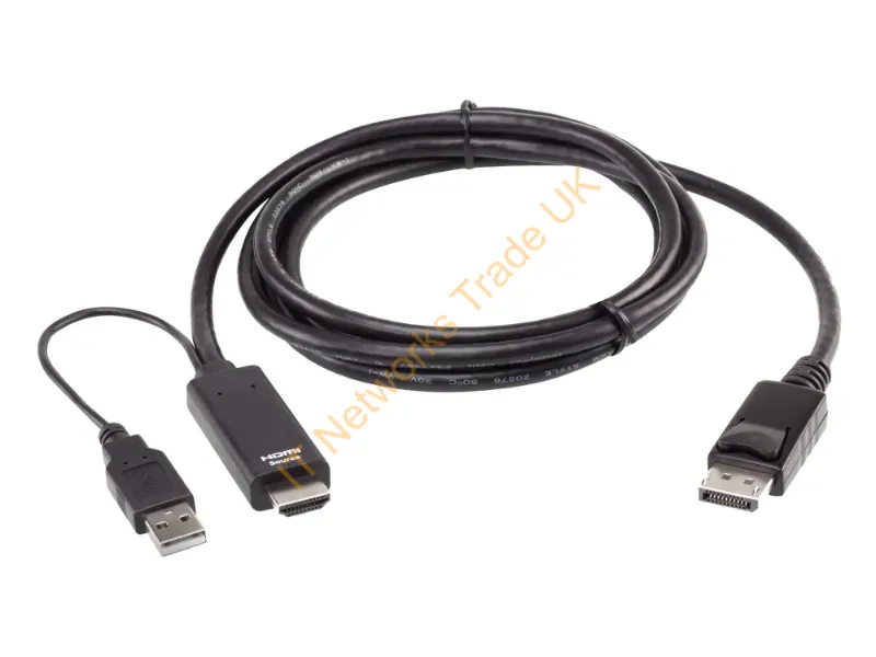 2L7D02HDP - Aten 2L-7D02Hdp Video Cable Adapter 70.9" (1.8 M) Hdmi + Usb Displayport Black