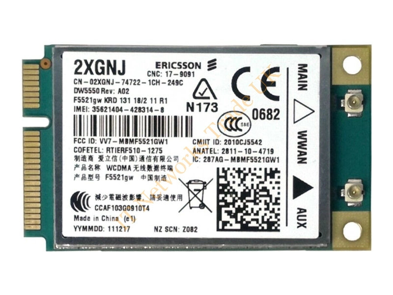 2XGNJ Dell 3G HSDPA Broadband Wireless 5550 Card Network Adapter