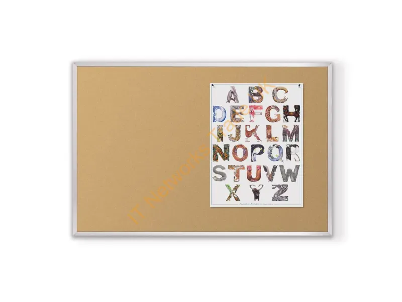 302AD - Mooreco 302Ad Bulletin Board Fixed Bulletin Board Natural, Silver Cork