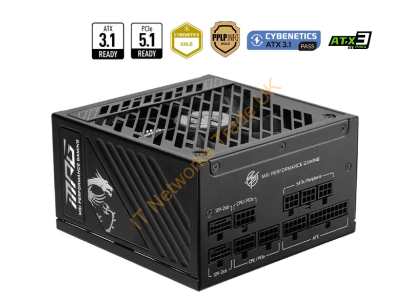 306-7ZPFX11-CE0 - MSI MPG A1250GS PCIE5 power supply unit 1250 W 24-pin ATX ATX Black