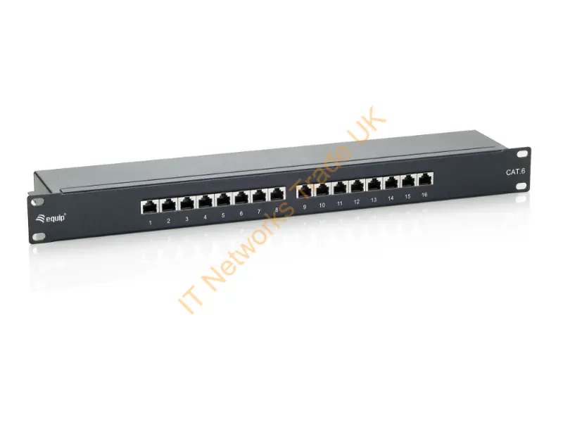 326416 - Equip 16-Port Cat.6 Shielded Patch Panel, Black