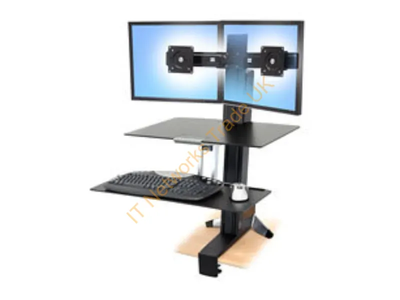 33-349-200 - Ergotron Workfit-S, Dual With Worksurface+ Black Multimedia Stand