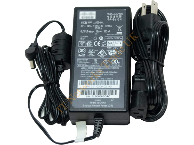 341-0306-01 Cisco 48V 380mA AC Power Adapter for Wireless Access Point