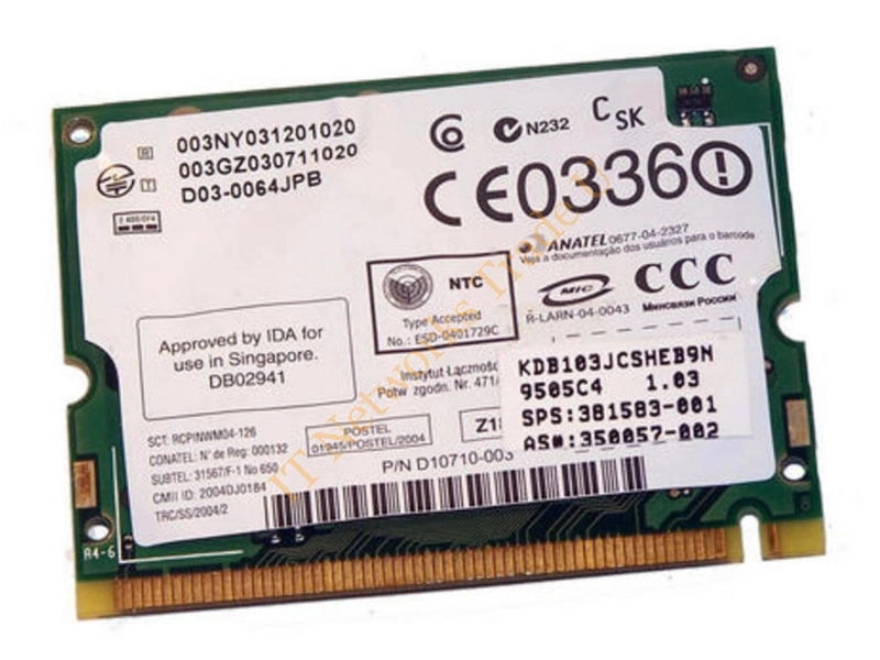 350057-002 HP Mini PCI IEEE 11MBps 802.11b/g Wireless LAN (WLAN) Network Interface Card Wireless LAN Card