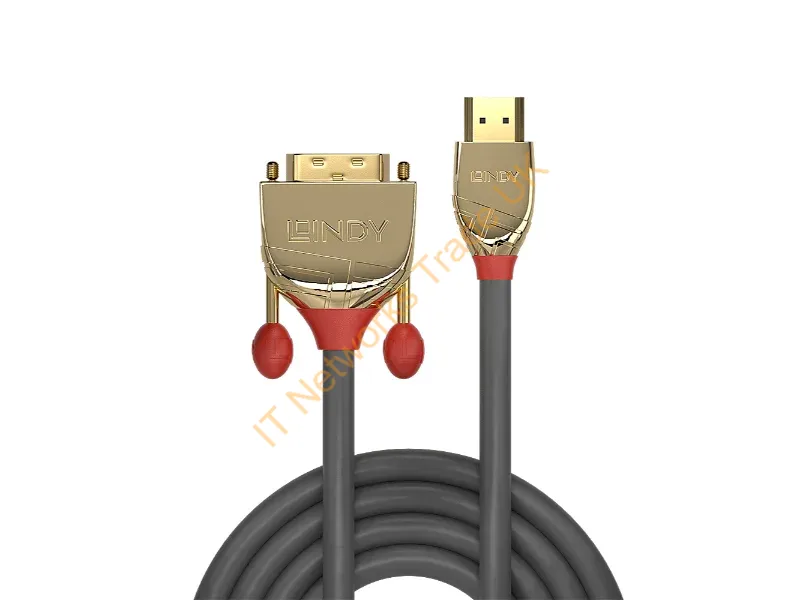 36197 - Lindy 5m HDMI to DVI-D Cable, Gold Line