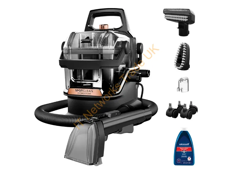 3700N - Bissell SpotClean Hydrosteam Pro Cylinder steam cleaner 1.9 L 1000 W Black, Copper, Transparent