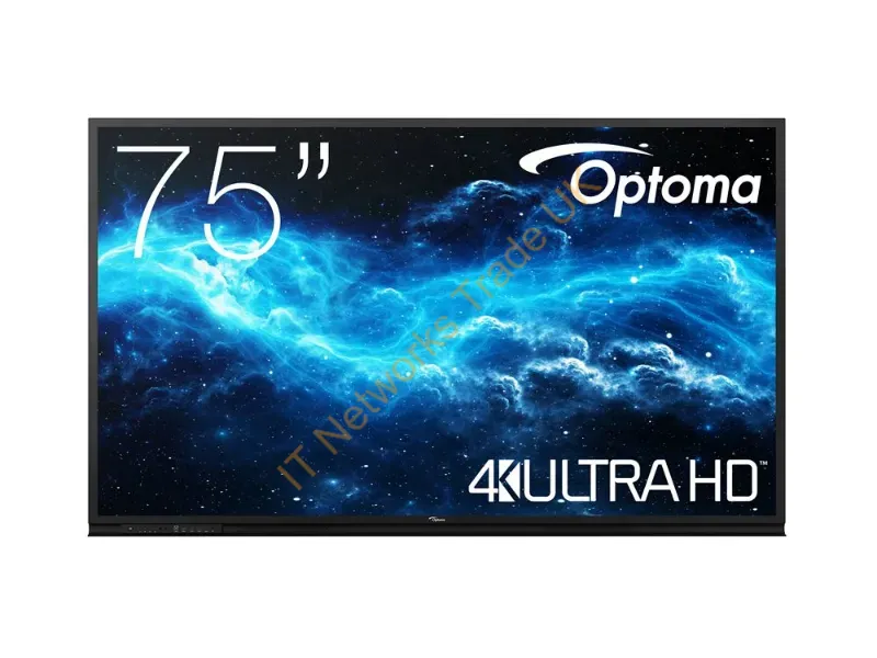 3752RK - Optoma 3752Rk Interactive Flat Panel 75" Led Wi-Fi 400 Cd/M 4K Ultra Hd Black Touchscreen Built-In Processor Android 11