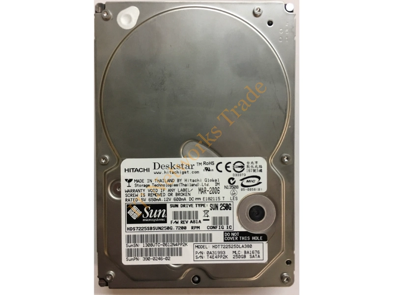 390-0246-02 Sun 250GB 7200RPM SATA 8MB Cache 3.5-inch Desktop Hard Disk Drive Internal HDD