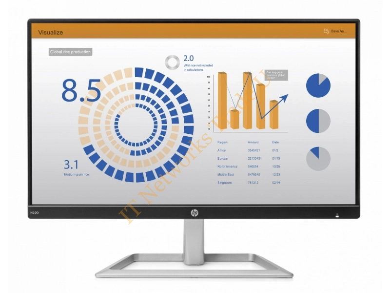 3ML20AA - HP N220 21.5" Full HD LED Flat Black, Silver computer monitor