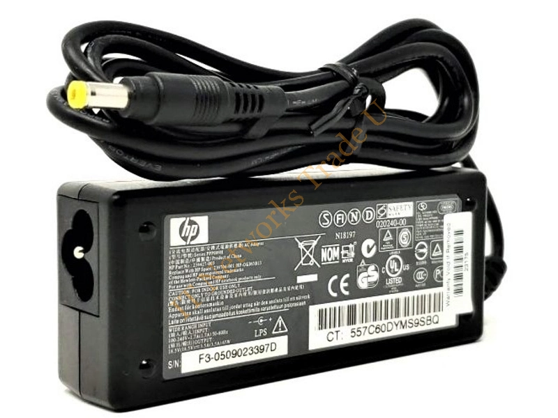 409843-001 HP 65-Watts 18.5V 3.5A AC Adapter Requires a Separate 3-wire AC Power Cord for Pavilion and Presario Notebook PCs Power Adapter