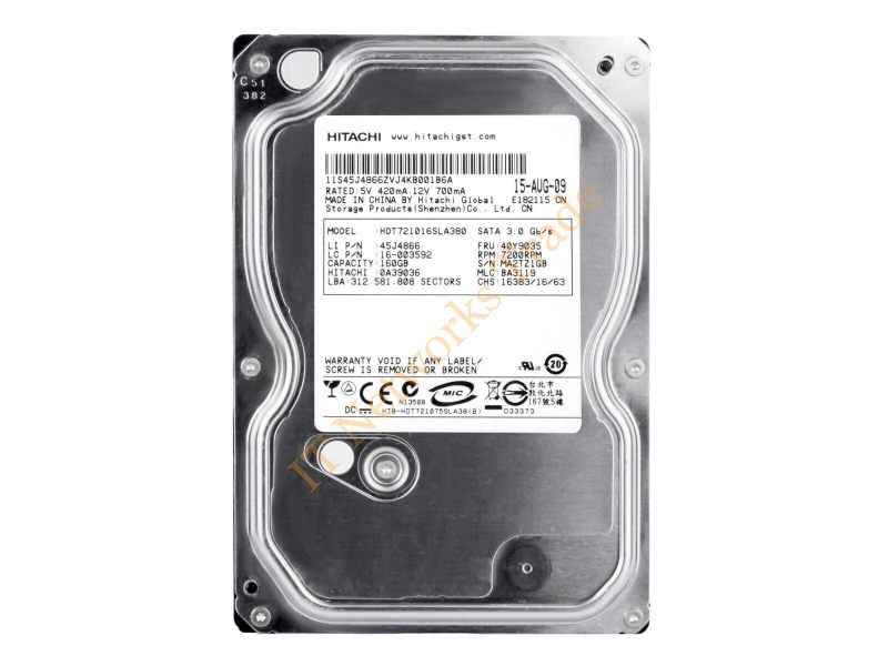 40Y9037 IBM 160GB 7200RPM SATA 1.5Gb/s 3.5-inch Desktop Hard Disk Drive Internal HDD