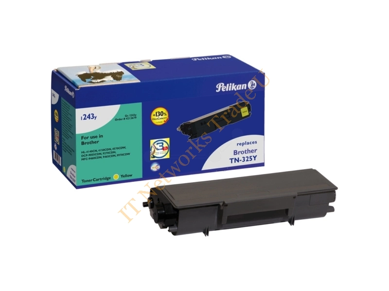 Pelikan 4213679 (1243Y) compatible Toner yellow, 3.5K pages, 100gr, Pack qty 1 (replaces Brother TN325Y) Accessory