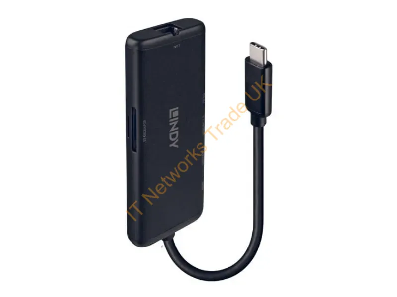 43358 - Lindy DST-Mini USB-C Laptop Mini Docking Station with 4K Support and 100W Pass-Through Charging