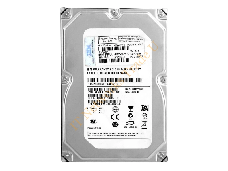 43W9715 - IBM 43W9715 750GB Serial ATA II internal hard drive