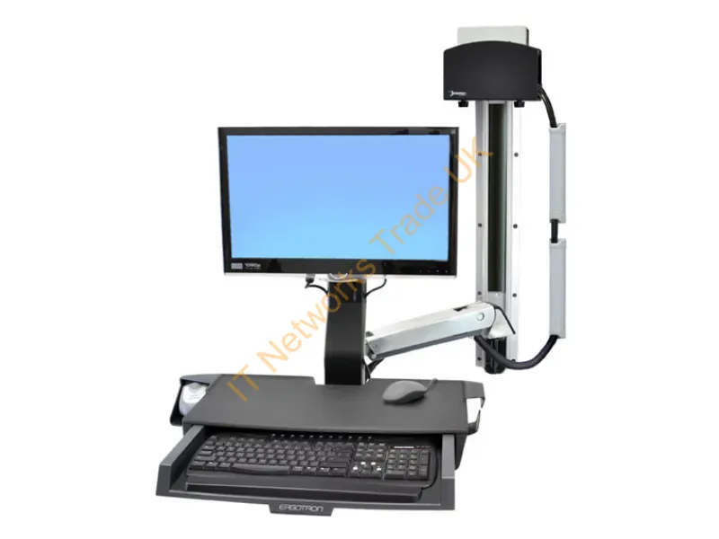 45-272-026 - Ergotron StyleView Sit-Stand Combo System with Worksurface 24" Aluminium Monitor Accessory