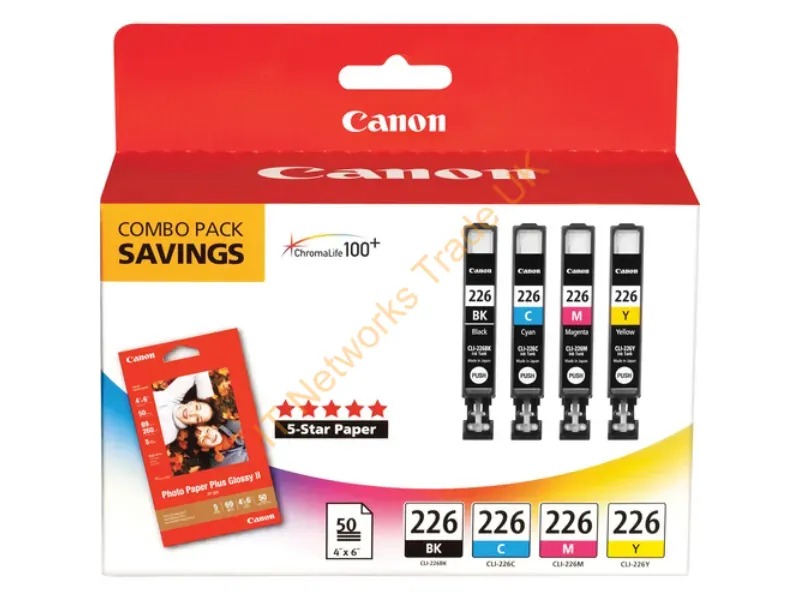 4546B007 - Canon Cli-226 4 Color Pack + Plus Glossy Ii 4 X 6"