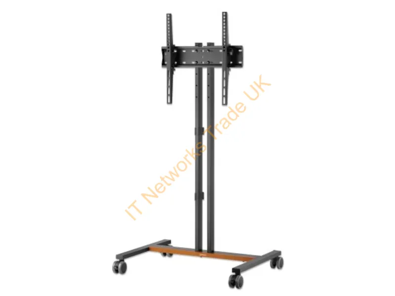 462068 - Manhattan Trolley Mount Stand for TV & Monitors, For screens: 34" to 55", VESA compatibility: all between 200x200 to 400x400mm check the dimensions of the four mounting holes on back of screen to ensure it fits, Max 35kg, Height-adjustable to four level
