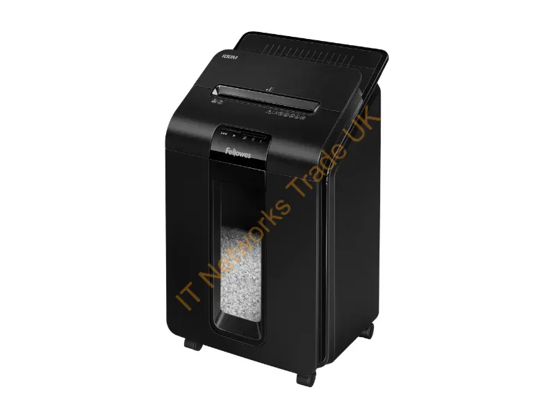 4629301 - Fellowes Paper Shredder 100 Sheet Auto Feed Mini Cut Shredder AutoMax 100M Shredder 23 Litre Bin Advanced Security P4