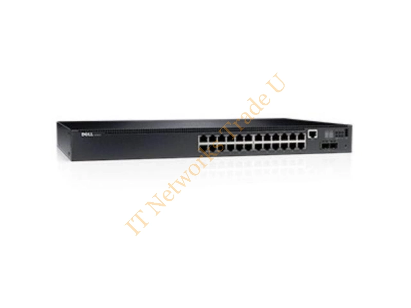 463-7703 Dell Networking N2024P 24-Port 24 x 10/100/1000 + 2 x 10 Gigabit SFP+ PoE+ Rack-Mountable Network Switch