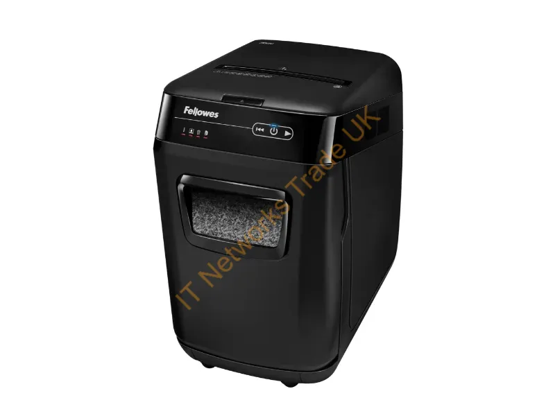 4656401 - Fellowes Paper Shredder 200 Sheet Auto Feed Micro Cut Shredder AutoMax 200M Shredder with 32 Litre Bin Superior Security P5