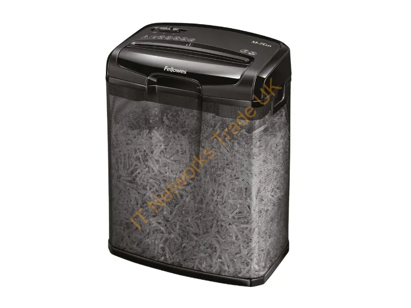 4701901 - Fellowes Paper Shredder M-7CM 7 Sheet Cross Cut Shredder Shredder with 13 Litre Bin High Security P4