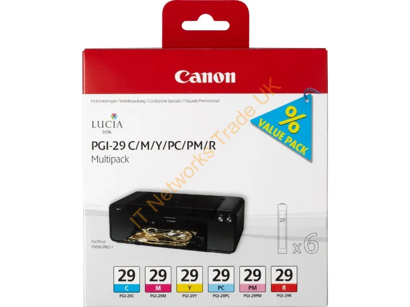 Canon 4873B005 (PGI-29) Ink cartridge multi pack, Pack qty 6 Printer