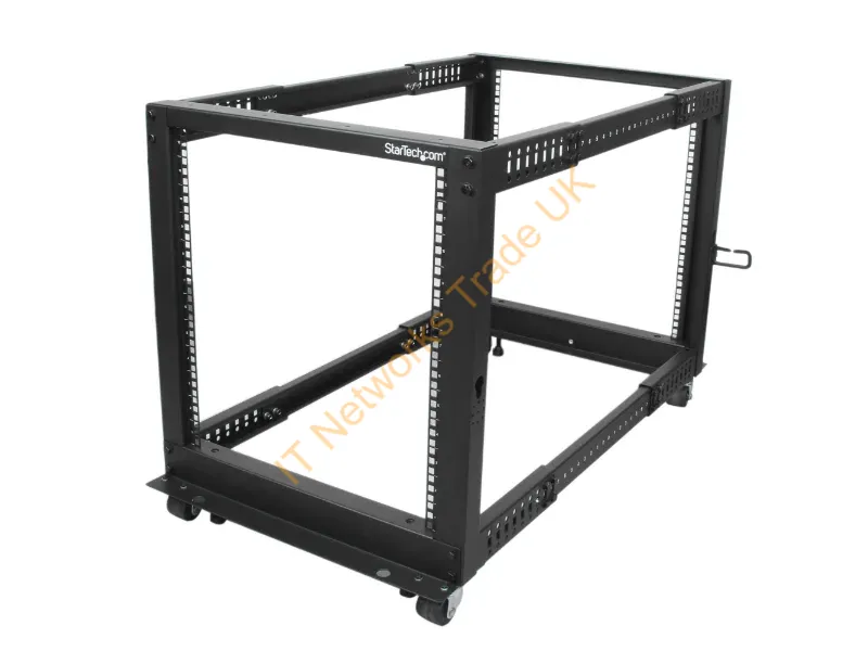 StarTech.com 12U Adjustable Depth Open Frame 4 Post Server Rack w/ Casters / Levelers and Cable Management Hooks Accessory