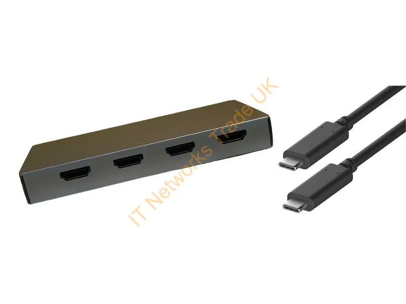 4XUSBCHUB09 - 4Xem 4Xusbchub09 Notebook Dock/Port Replicator Wired Usb 3.2 Gen 1 (3.1 Gen 1) Type-C Gray