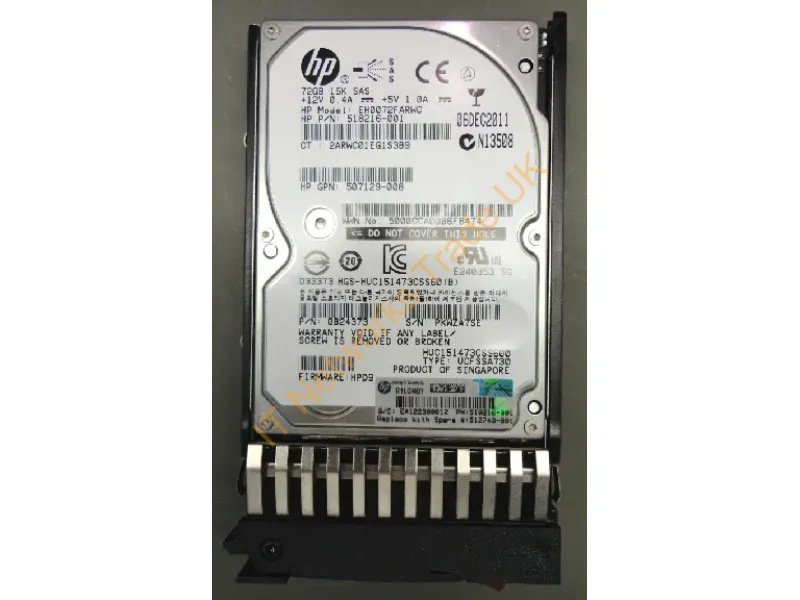 512743-001 - Hewlett Packard Enterprise 512743-001 72GB SAS internal hard drive