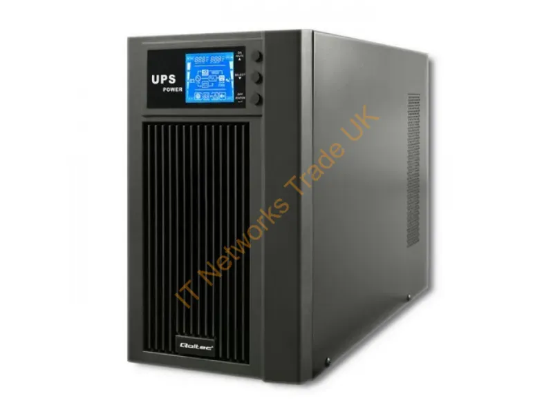 53043 - Qoltec 53043 uninterruptible power supply (UPS) Double-conversion (Online) 3 kVA 2400 W 2 AC outlet(s)