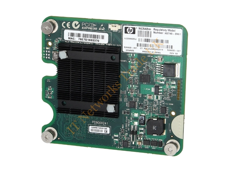 539857-B21 HP NC542M PCI-Express Dual Port Flex-10 10GbE Mezzanine Gigabit Ethernet Server Adapter for ProLiant c-Class BladeSystem